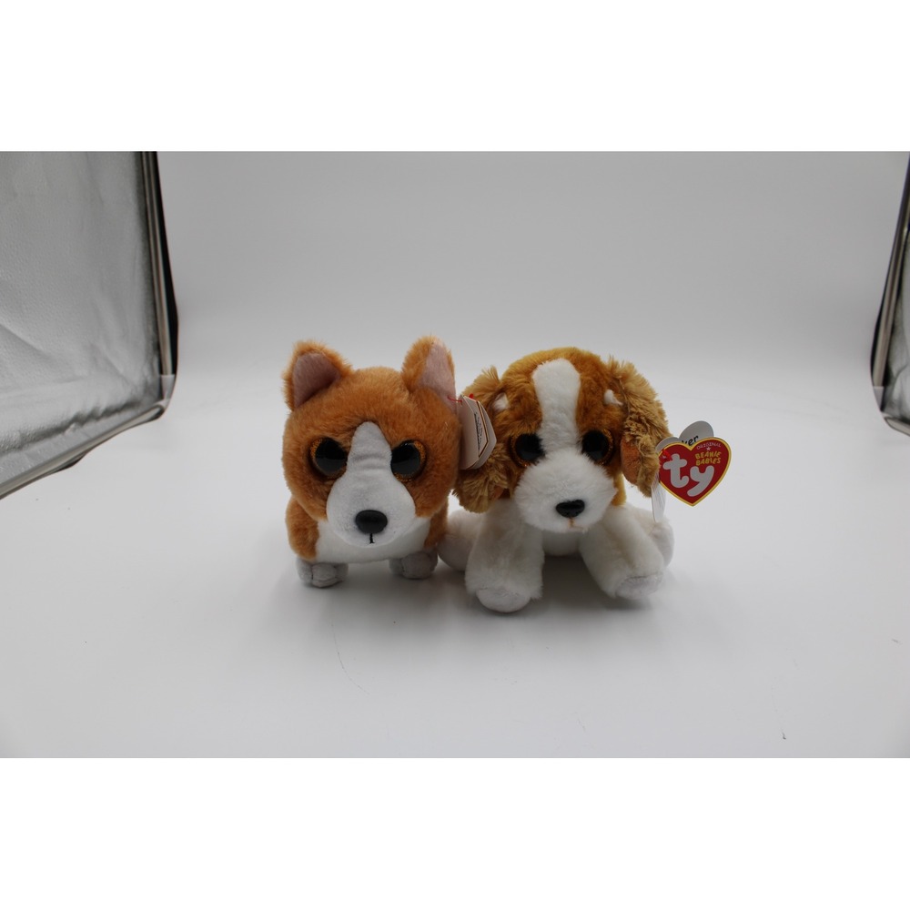 Ty Beanie Babies Dog Plush Set Colin Corgi Barker Spaniel Brown White 6 Inch